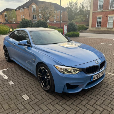 BMW M4 S-A BLUE ENGINE SIZE 3.0 Litres FUEL PETROL BODY 2 DOOR COUPE TRANSMISSION SEMI AUTO SEATS 4 COLOUR BLUE REG DATE 08/09/2015 90055 Miles KV65 TVL